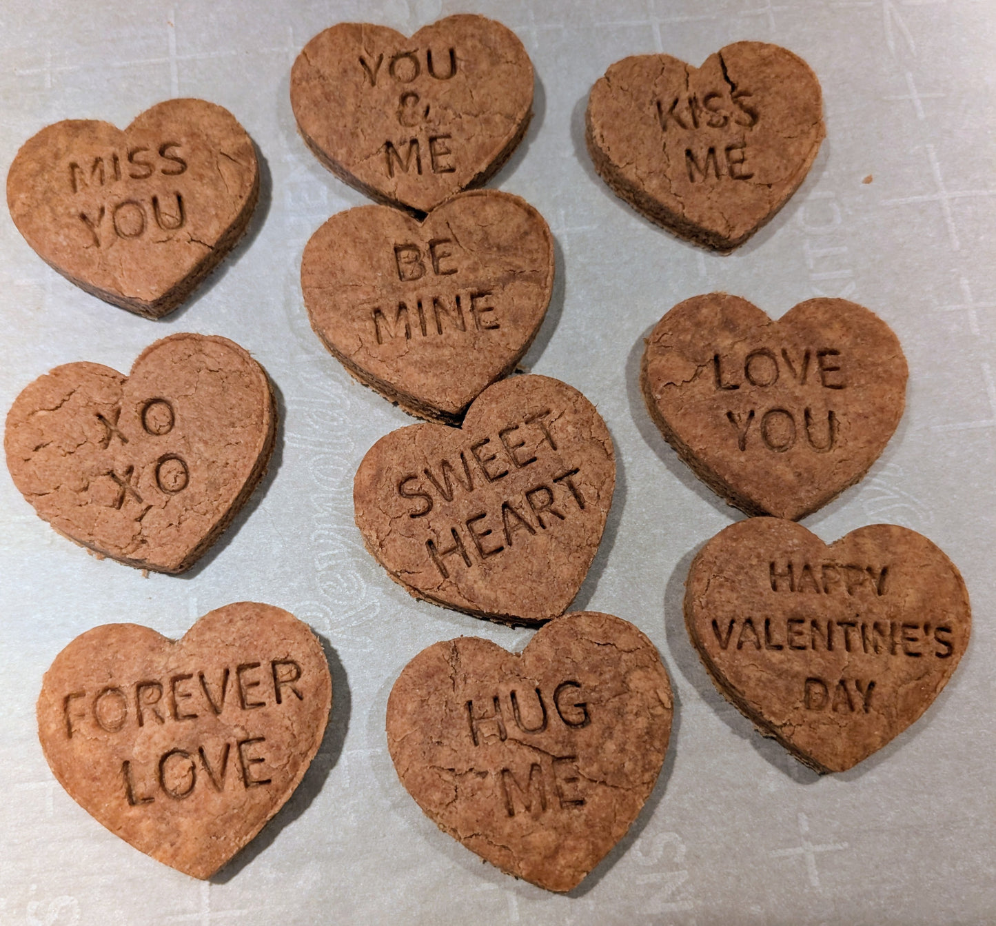 Valentine's conversation stamped hearts Natural Dog Treats- Monthly Themed Edition